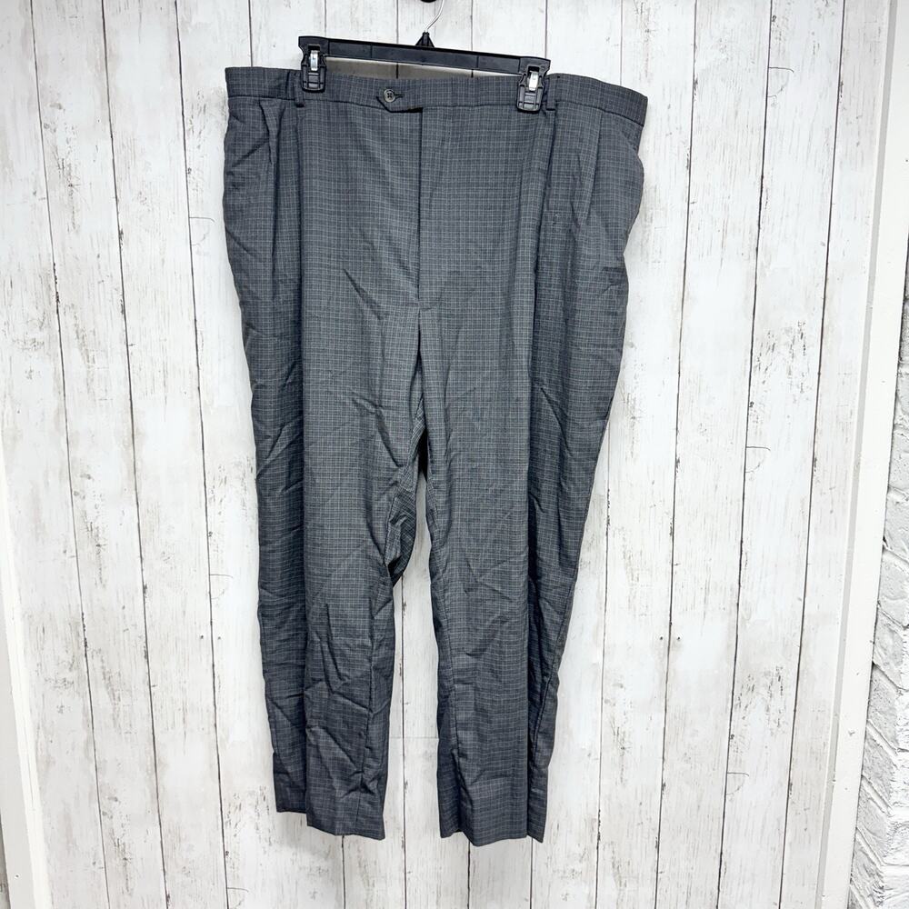 Vintage Hart Schafferner Marx Pants‎ Men Size 48 Gray Check Trousers Dress Pant